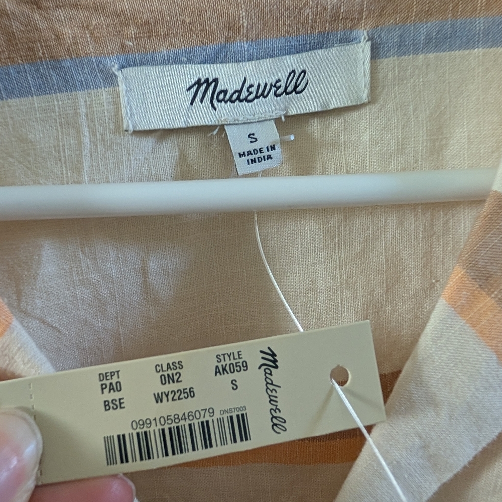 NWT Madewell Striped Camp Shirt 100% Cotton - Picture 4 of 5